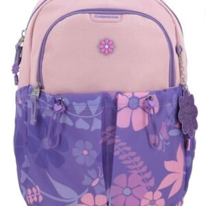 mochila morada de bolsitas con resorte