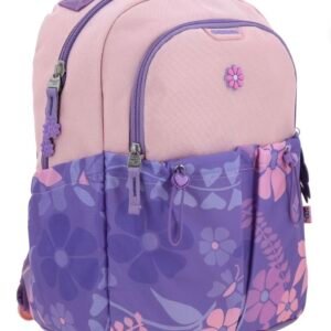 mochila morada de bolsitas con resorte