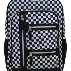 mochila cierres de cuadros negro con blanco