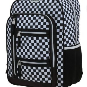 mochila cierres de cuadros negro con blanco