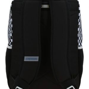 mochila cierres de cuadros negro con blanco