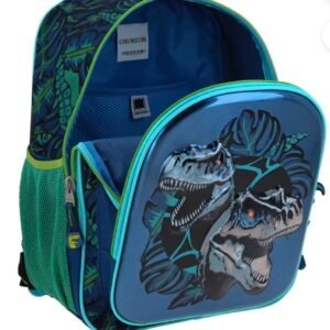 mochila de dinosaurio 6d azul metalizado grande