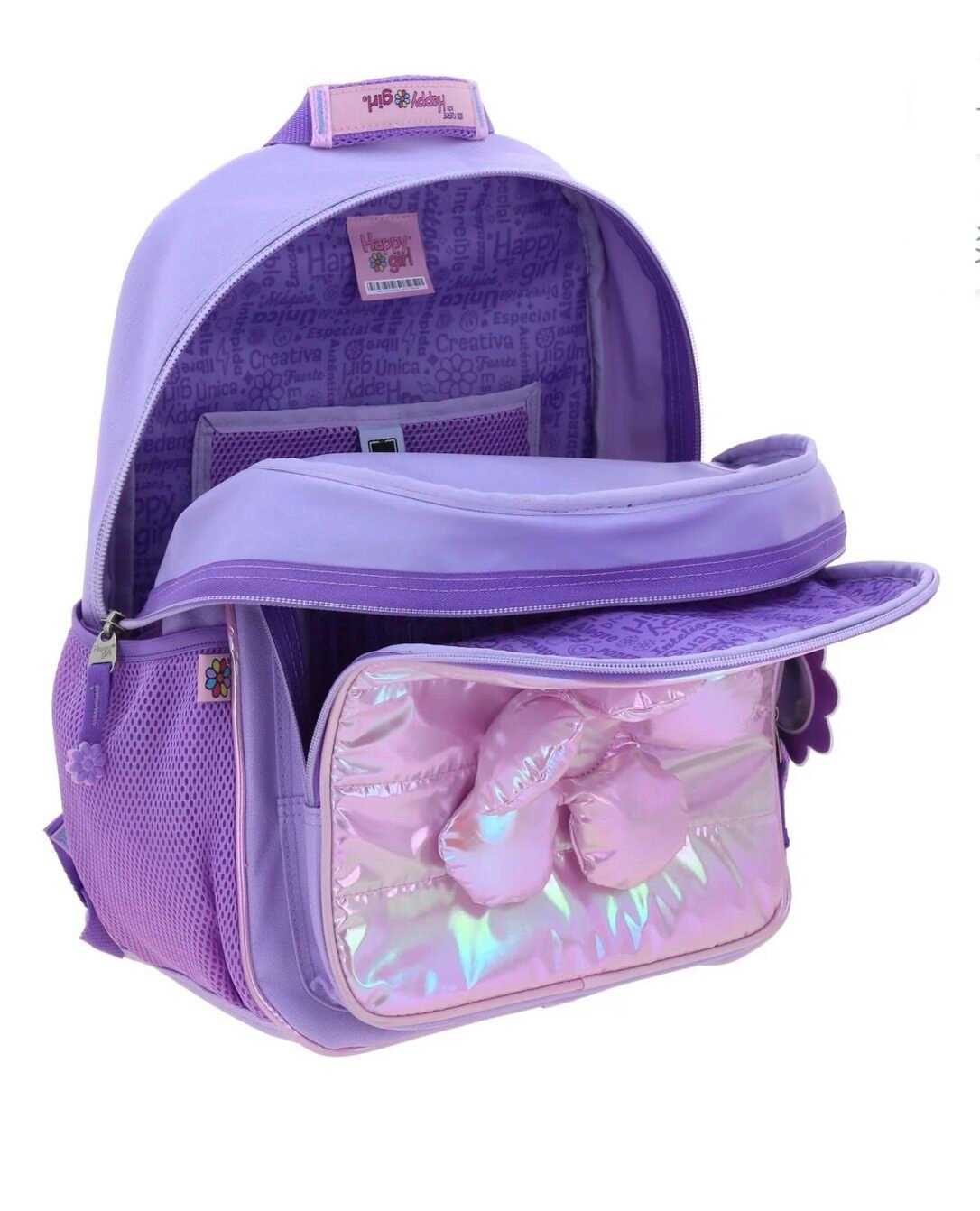 mochila con flor 3d inflada brillante happy girl mochila con flor 3d inflada brillante happy girl