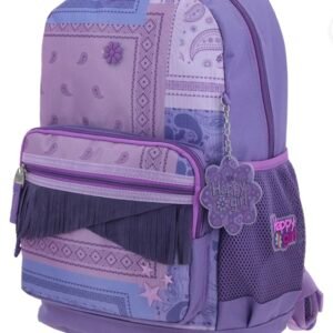 mochila morada con tiras colgantes happy girl