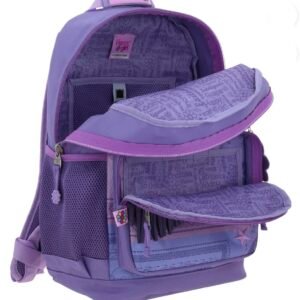 mochila morada con tiras colgantes happy girl