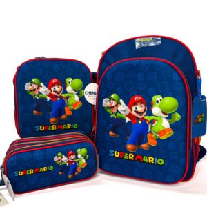 combo de mochila mario bross de 3d amigos grande