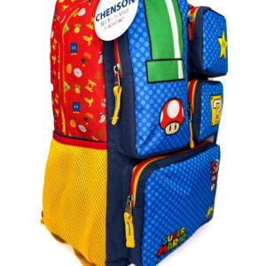 mochila de mario bross azul de bolsitas grande