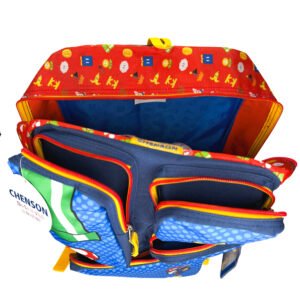 mochila de mario bross azul de bolsitas grande