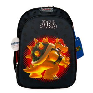 mochila de bowser 3d lisa negra grande