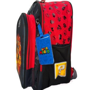mochila de bowser 3d lisa negra grande