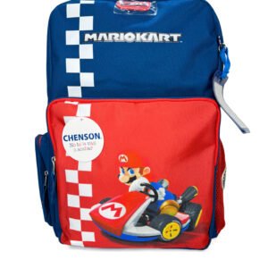 mochila de mario kart roja cuadros bandera grande