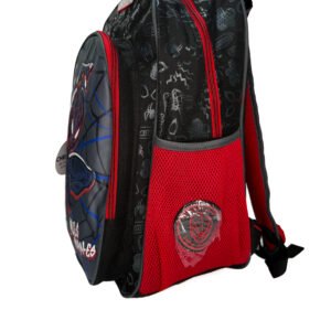 mochila de miles morales fondo gris grande spider man