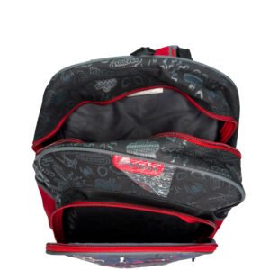 mochila de miles morales fondo gris grande spider man