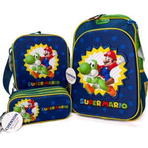combo de mochila de mario bross con yoshi estrella