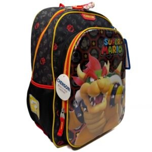 mochila de bowser 6d metalizada negra grande