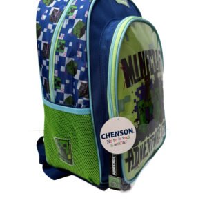 mochila minecraft adventure verde lisa grande